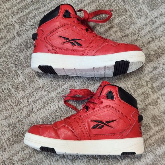 Reebok boys basketball mid-top red sneakers shoes size 1 youth - Picture 6 of 10